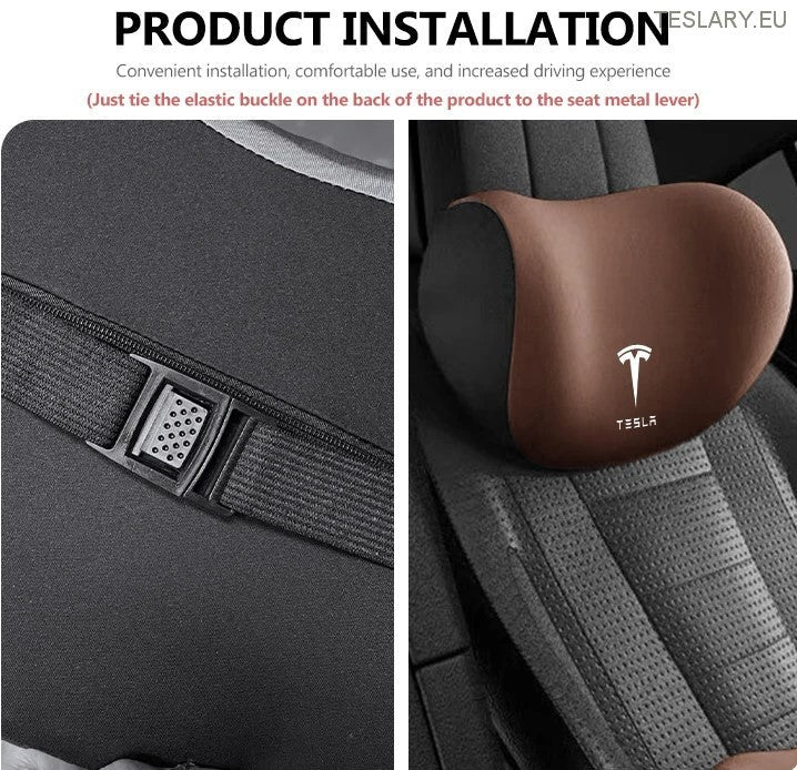 Tesla Modelo 3 y S x travesseiro de pescoço e almofada de suporte lombar com logotipo (preto)