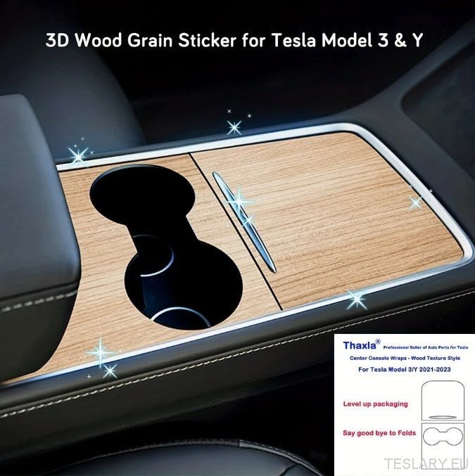 Centre Console TPU Covers in Black & White Carbon and Wood Grain for Tesla Model 3 / Y - TESLARY Tesla Shop Accessories Europe Nederlands Dublin Cork Ireland Deutschland Espana Alicante France Italia