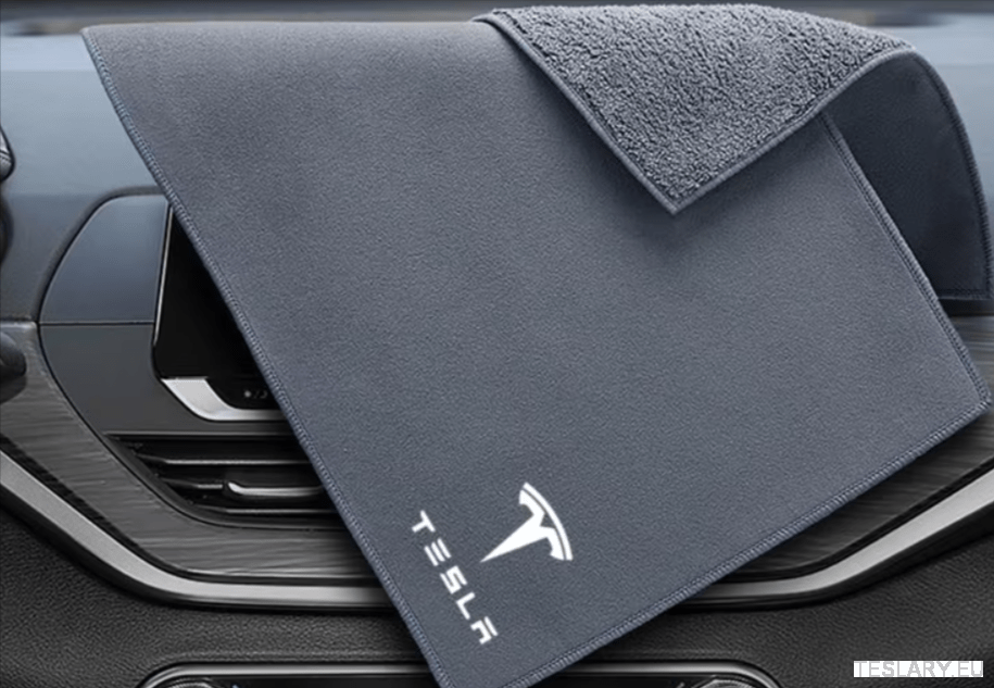 Microfibre Towel with Tesla Model Logo - TESLARY Tesla Shop Accessories Europe Nederlands Dublin Cork Ireland Deutschland Espana Alicante France Italia