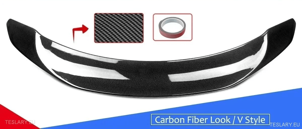 V Type Highkick Sport Spoiler Wing Tesla Model 3 2019 - 2023 - Carbon Fibre Style - TESLARY Tesla Shop Accessories Europe Nederlands Dublin Cork Ireland Deutschland Espana Alicante France Italia