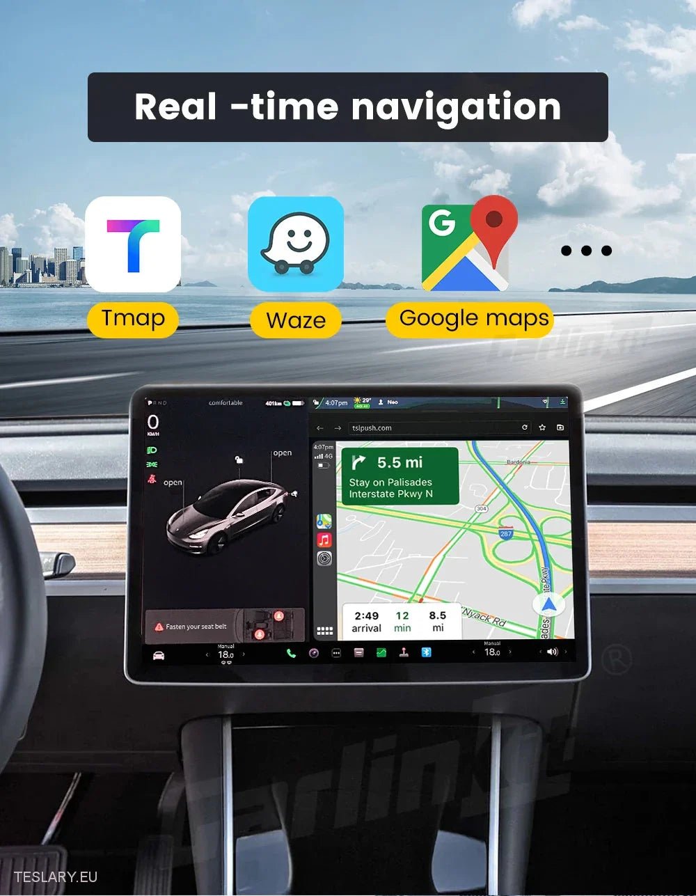 Draadloze Tesla-adapter voor CarPlay en Android Auto