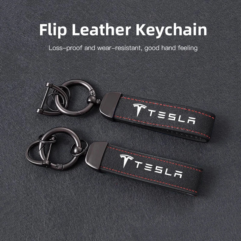 Essentiële Tesla Suede Sleutelhanger met Stijl en Luxe