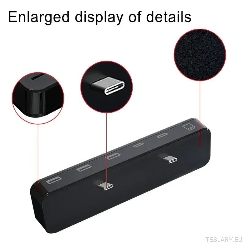 Mejora Tesla-verbinding met USB-hub en opladerdock