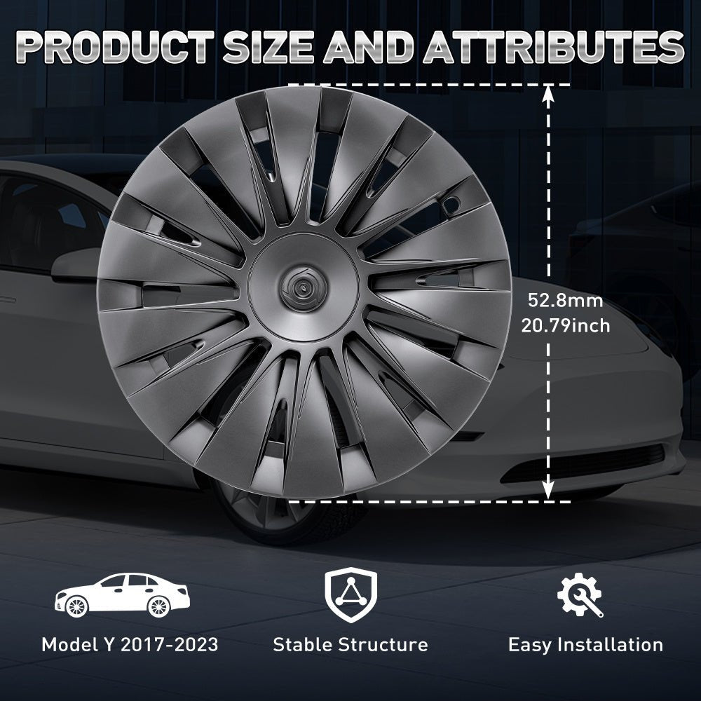 Upgrade Tesla Model Y met Matte Black Blade Style Wheel Covers