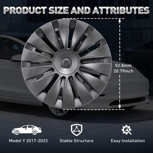 Upgrade Tesla Model Y met Matte Black Blade Style Wheel Covers