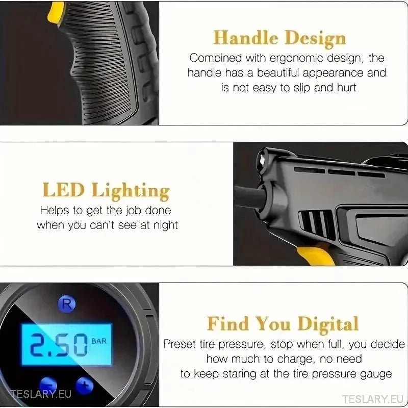 12 Volt Tyre Inflation Compressor Gun - TESLARY Tesla Shop Accessories Europe Nederlands Dublin Cork Ireland Deutschland Espana Alicante France Italia