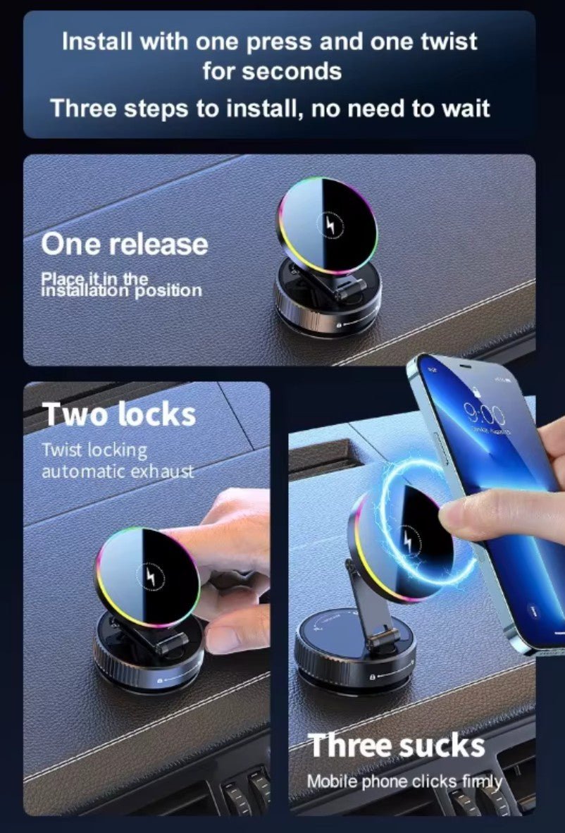 15W Wireless Car Charger Car Phone Holder with Charging Can 360 Rotate & Foldable - TESLARY Tesla Shop Accessories Europe Nederlands Dublin Cork Ireland Deutschland Espana Alicante France Italia
