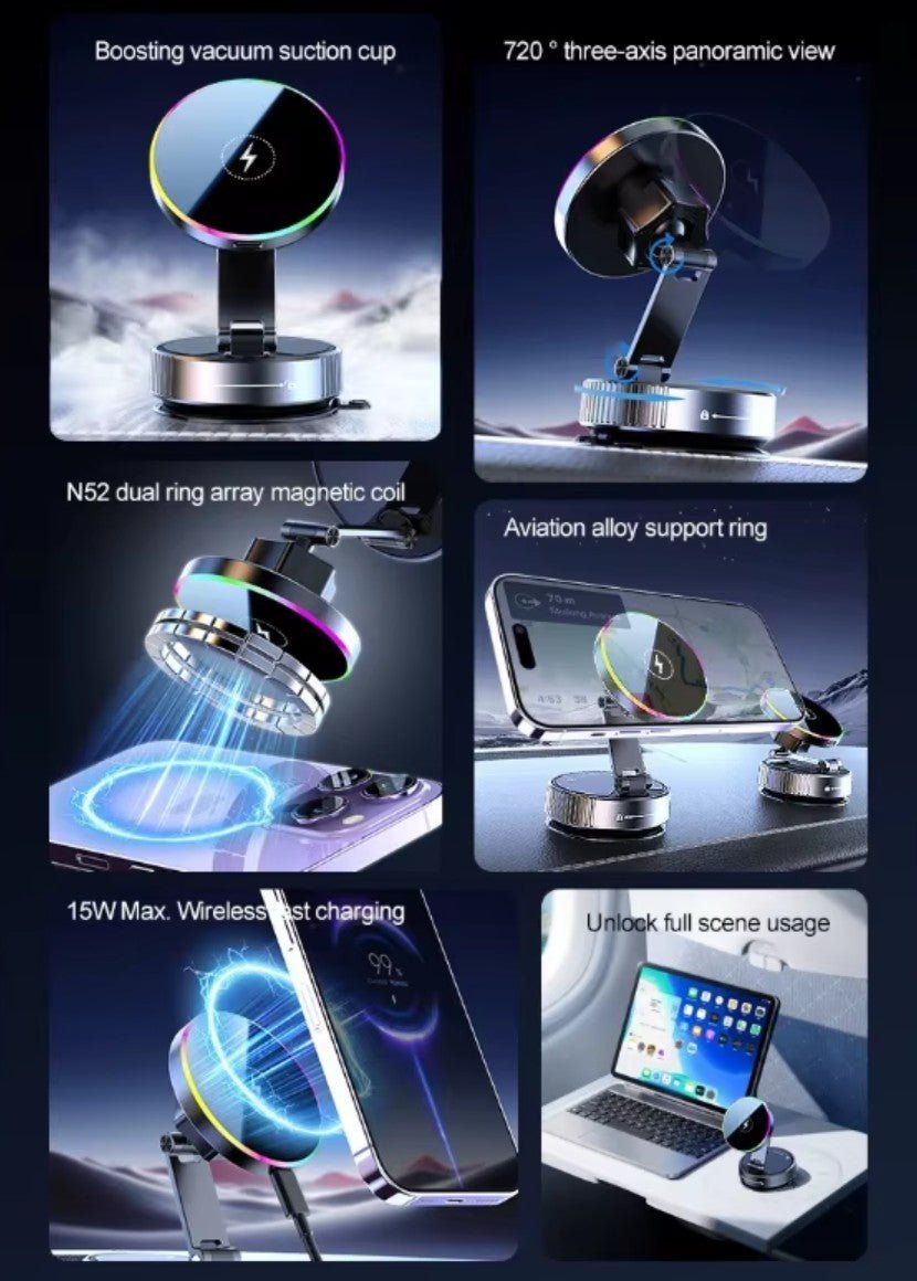 15W Wireless Car Charger Car Phone Holder with Charging Can 360 Rotate & Foldable - TESLARY Tesla Shop Accessories Europe Nederlands Dublin Cork Ireland Deutschland Espana Alicante France Italia