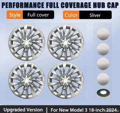 18" Tesla 3 Highland Full Rim Silver Wheel Covers - TESLARY Tesla Shop Accessories Europe Nederlands Ireland Deutschland Espana Alicante France Italia
