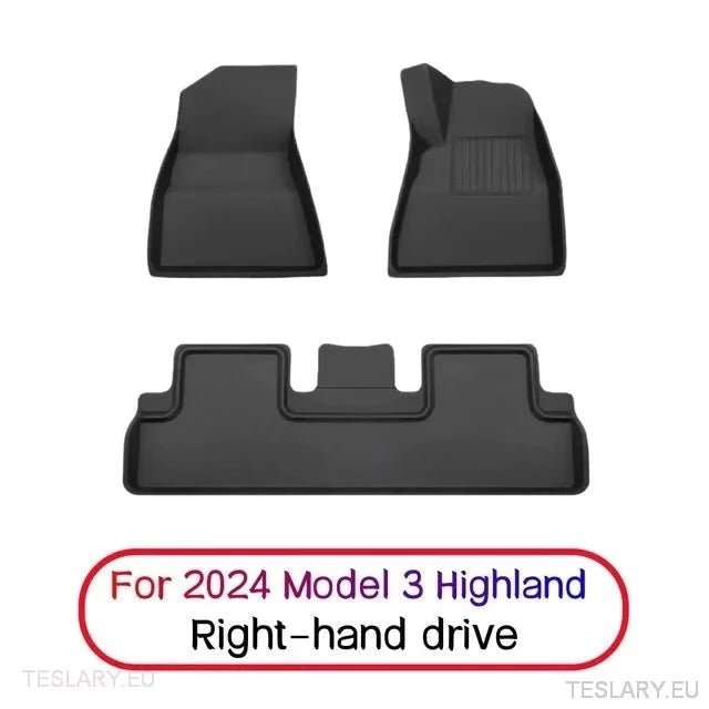 3D XPE All Weather Floor Mats RHD for Tesla 3 / 3+ Highland / Y - TESLARY Tesla Shop Accessories Europe Nederlands Ireland Deutschland Espana Alicante France Italia