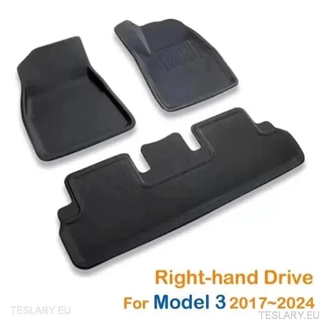 Alfombrillas 3D XPE para todo tipo de clima con volante a la derecha para Tesla 3/3+ Highland/Y TESLARY Tesla Shop Accesorios Europa Nederlands Ireland Deutschland España Alicante France Italia