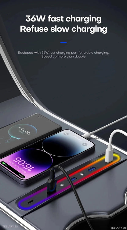 5 in 1 RGB USB Expansion Hub for Tesla 3/Y - TESLARY Tesla Shop Accessories Europe Nederlands Dublin Cork Ireland Deutschland Espana Alicante France Italia