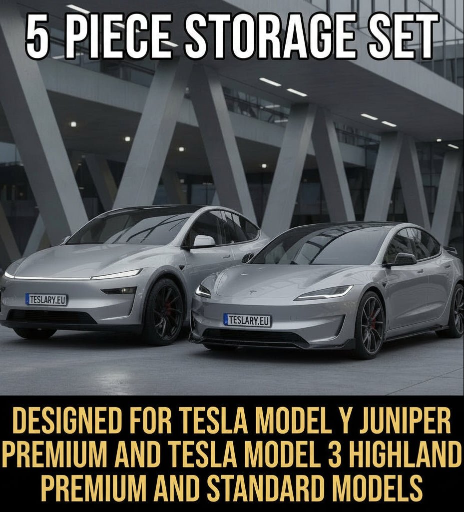 5pcs/Set Center Console Organiser Tray Set for Tesla Model Y Juniper Premium & Model 3+ Highland Standard & Premium - TESLARY Tesla Shop Accessories Europe Nederlands Dublin Cork Ireland Deutschland Espana Alicante France Italia