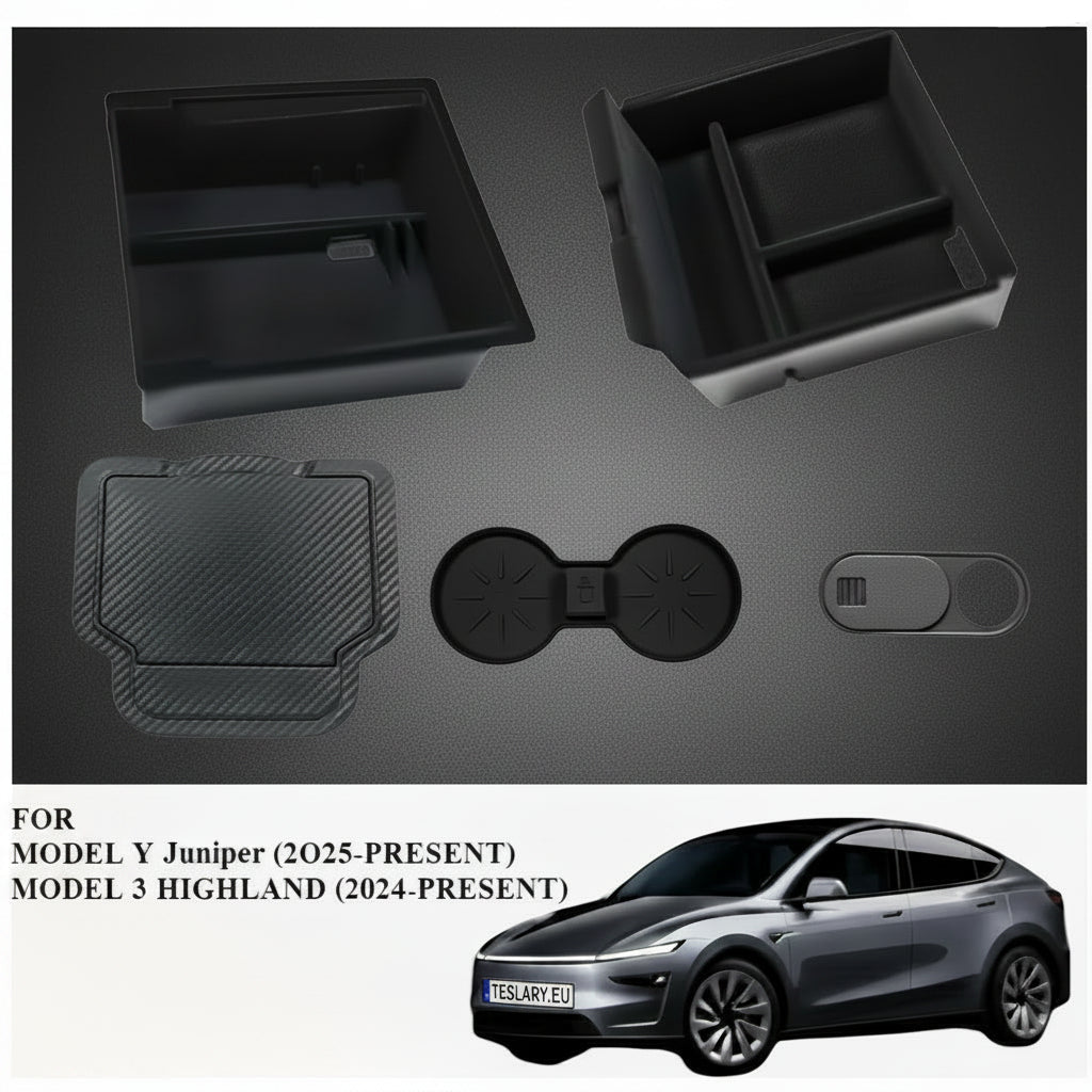5pcs/Set Center Console Organiser Tray Set for Tesla Model Y Juniper Premium & Model 3+ Highland Standard & Premium - TESLARY Tesla Shop Accessories Europe Nederlands Dublin Cork Ireland Deutschland Espana Alicante France Italia