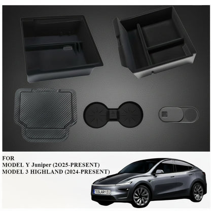 5pcs/Set Center Console Organiser Tray Set for Tesla Model Y Juniper Premium & Model 3+ Highland Standard & Premium - TESLARY Tesla Shop Accessories Europe Nederlands Dublin Cork Ireland Deutschland Espana Alicante France Italia