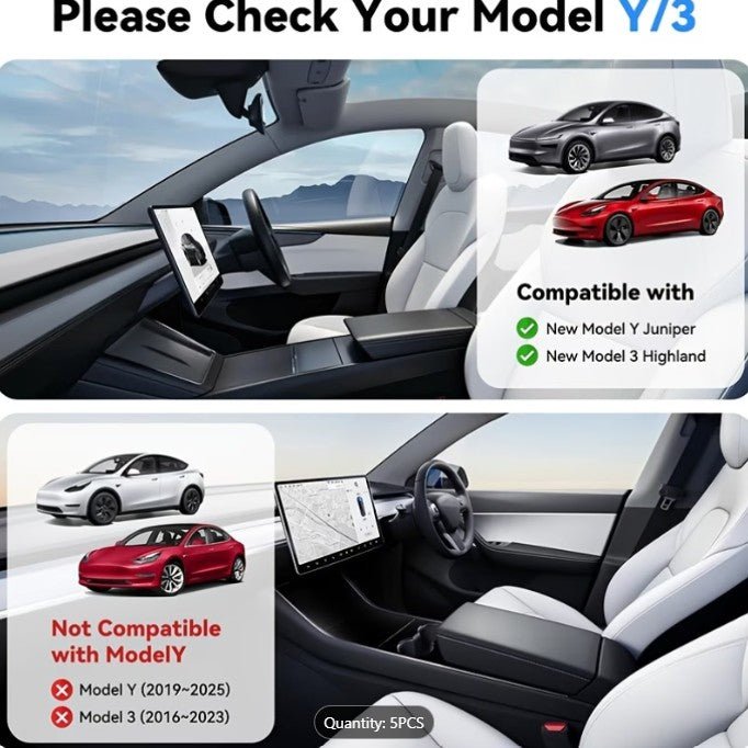 5pcs/Set Center Console Organizer Tray for Tesla Model Y Juniper & Model 3+ Highland - TESLARY Tesla Shop Accessories Europe Nederlands Dublin Cork Ireland Deutschland Espana Alicante France Italia