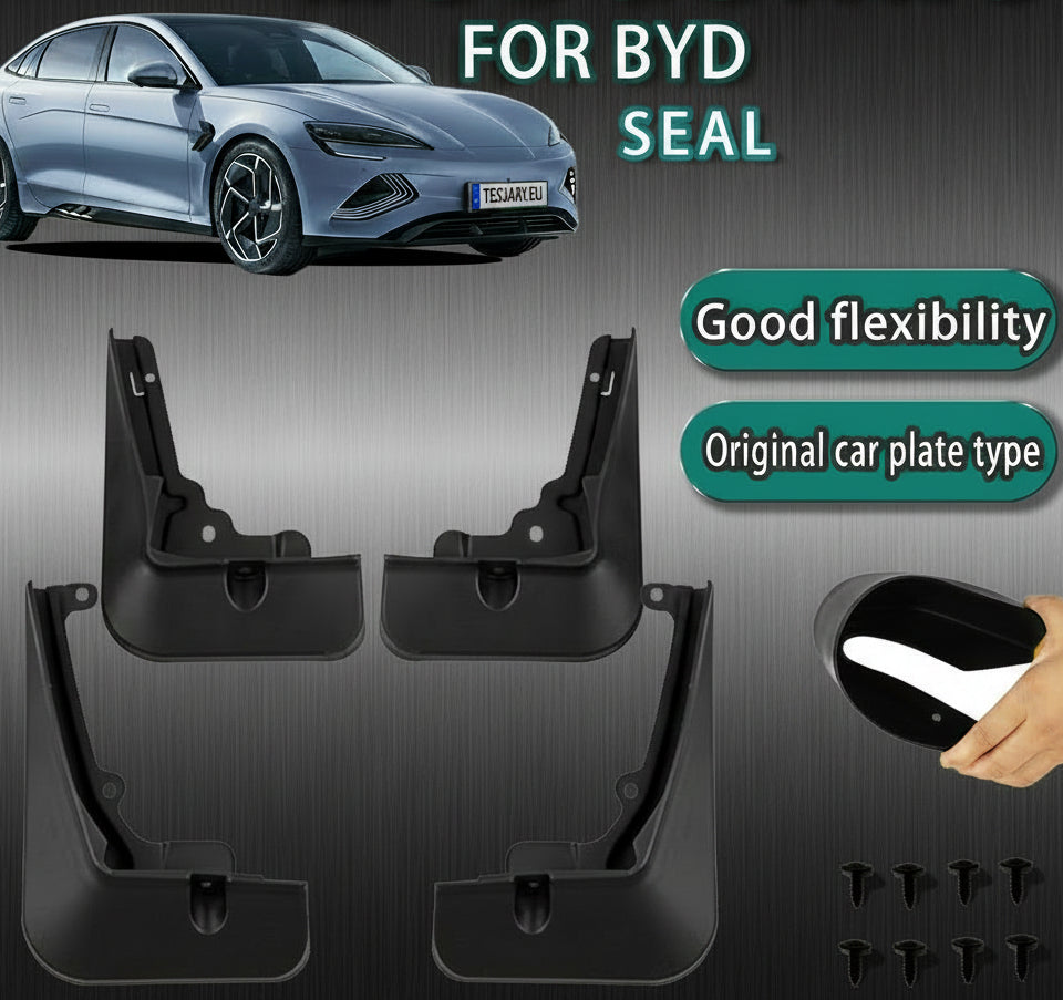 BYS SEAL EV ACCESSORIES FROM IRELAND AND EUROPES TESLARY.EU - MUDGUARDS - MUDFLAPS - MUD FLAPS -FENDER GUARDS - MUD GUARDS