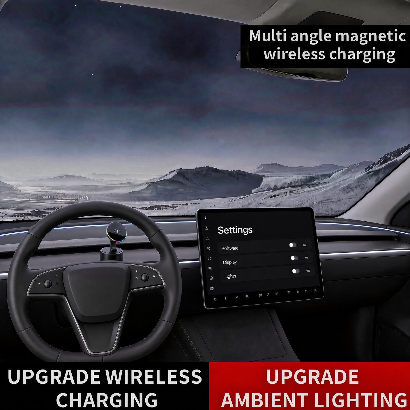 15W Wireless Car Charger Car Phone Holder with Charging Can 360 Rotate & Foldable