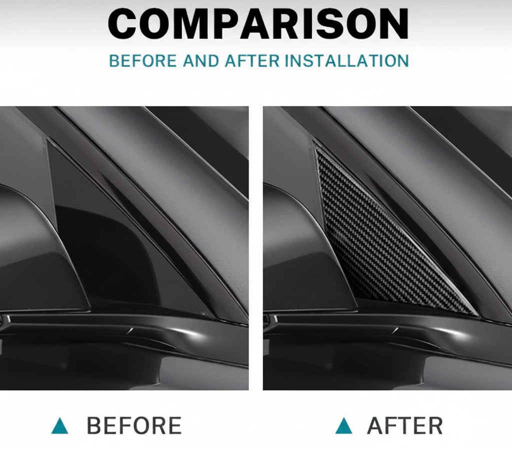 Carbon Fiber Exterior Side Mirror Trim Panel Cover For Tesla Model 3 Highland in Black or Red