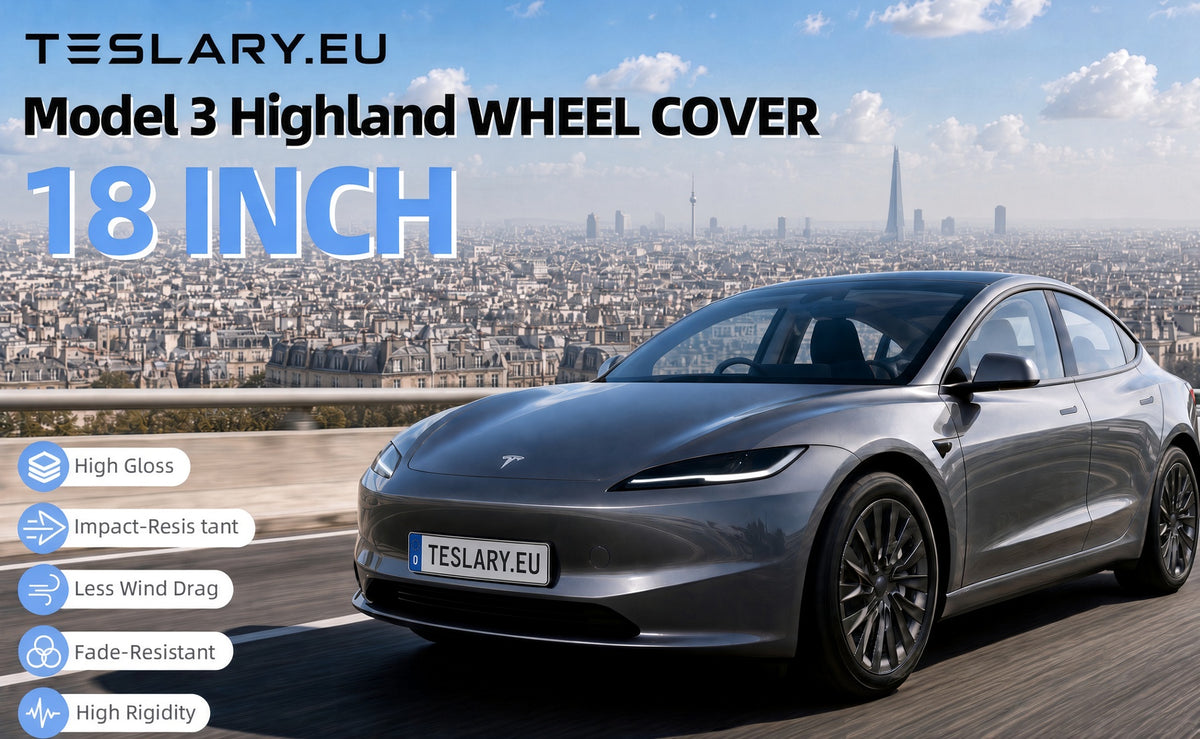 TESLA MODEL 3 HIGHLAND 18 INCH MATTE BLACK PERFORMANCE WHEEL COVERS HUB CAPS WITH FREE FEDEX DELIVERY ACROSS EUROPE FROM IRELAND AND EUROPES TESLARY.EU