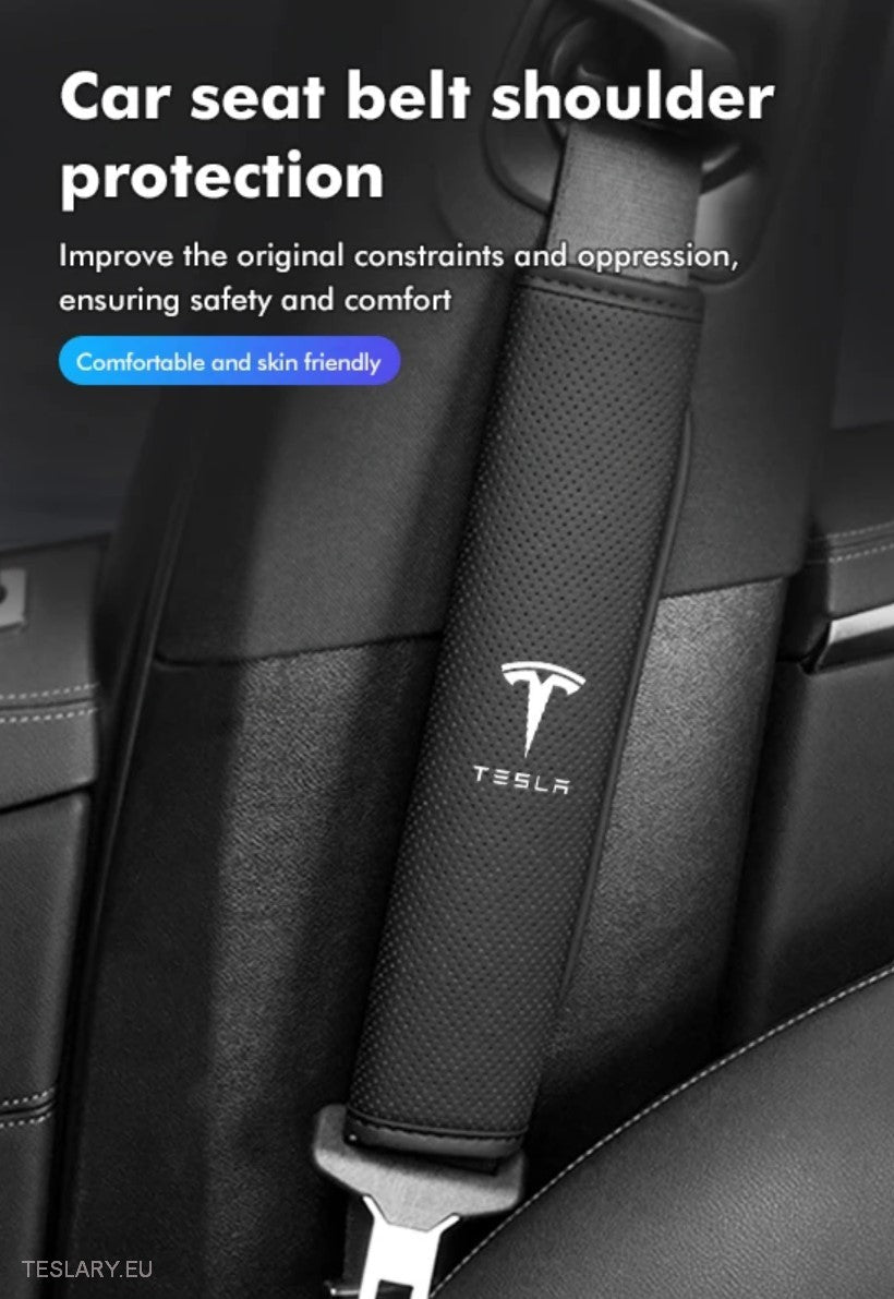 Tesla Seat Belt Shoulder Protector with Logo ( 2 Pieces ) - Tesla Shop Europe - TESLARY.IE Ireland - France boutique- Deutschland Geschäft- España comercio - Nederland winkel- TESLARY.IE