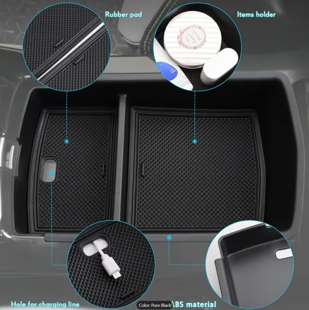 Center Console Storage Tray for Volkswagen ID.4 2026, 2025, 2024, 2023