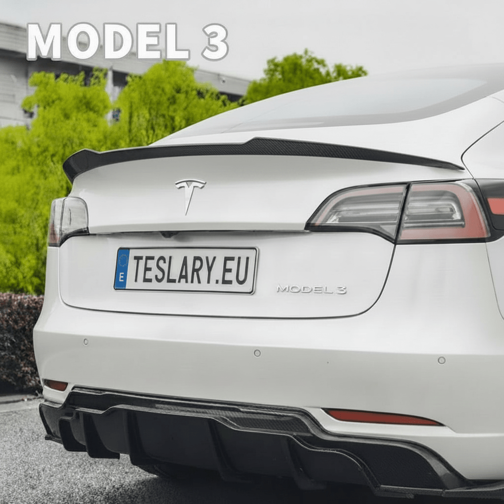 Blade Style 2026 Updated Trunk Spoiler in Carbon Fibre Gloss and Matte Style for Tesla Model 3 , Highland & Model Y - TESLARY Tesla Shop Accessories Europe Nederlands Dublin Cork Ireland Deutschland Espana Alicante France Italia