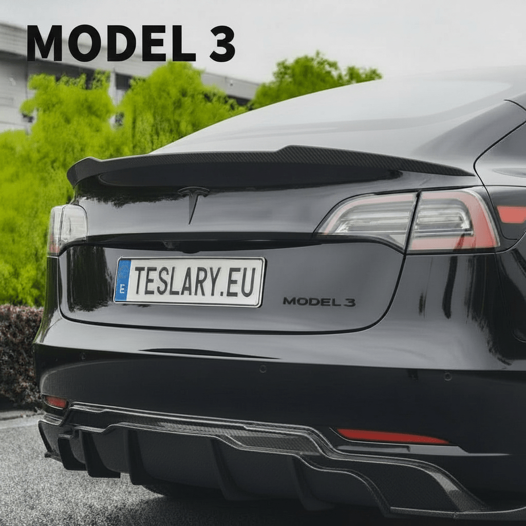 Blade Style 2026 Updated Trunk Spoiler in Carbon Fibre Gloss and Matte Style for Tesla Model 3 , Highland & Model Y - TESLARY Tesla Shop Accessories Europe Nederlands Dublin Cork Ireland Deutschland Espana Alicante France Italia