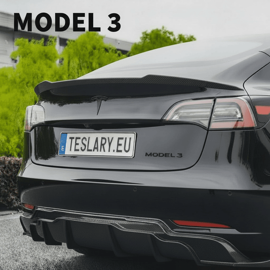 Blade Style 2026 Updated Trunk Spoiler in Carbon Fibre Gloss and Matte Style for Tesla Model 3 , Highland & Model Y - TESLARY Tesla Shop Accessories Europe Nederlands Dublin Cork Ireland Deutschland Espana Alicante France Italia