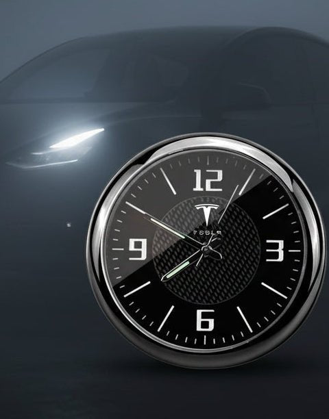 Car or Mini Desk Clock with Tesla Logo - Ideal Gift - TESLARY Tesla Shop Accessories Europe Nederlands Dublin Cork Ireland Deutschland Espana Alicante France Italia