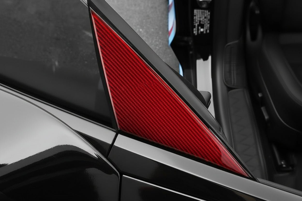 Cache de rétroviseur extérieur en fibre de carbone pour Tesla Model 3 Highlands en noir ou en rouge - TESLARY Tesla Shop Accessoires Europe Pays-Bas Dublin Cork Irlande Allemagne Espagne Alicante France Italie