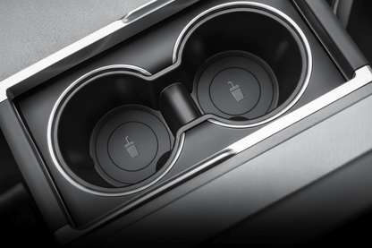Inserto doble para la consola central de Tesla Model 3+ Highland y Model Y+ Juniper Premium Negro Plástico Suave - TESLARY Accesorios de la tienda Tesla Europa Nederlands Dublin Cork Ireland Deutschland España Alicante France Italia