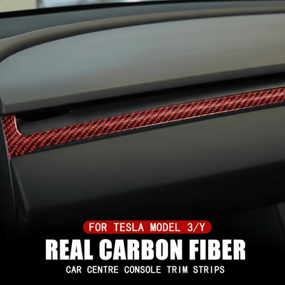 Dashboard Carbon Fiber Trim for Tesla Model Y 2022-2024 / Model 3 2019-2023 Real Carbon Fiber Dash Trim - Easy Installation - TESLARY Tesla Shop Accessories Europe Nederlands Dublin Cork Ireland Deutschland Espana Alicante France Italia