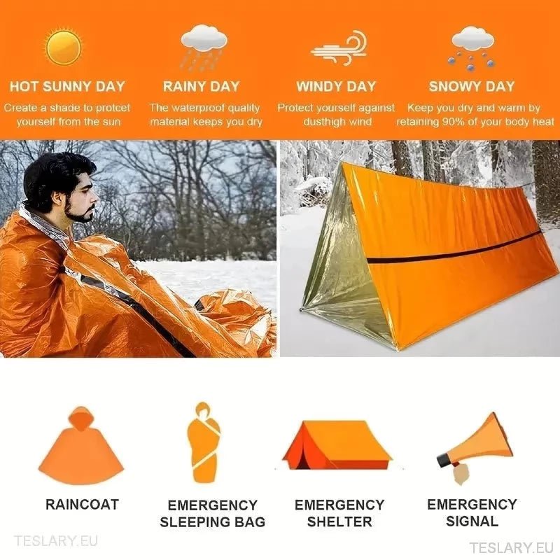 Emergency Sleeping Bag - Outdoor Survival - TESLARY Tesla Shop Accessories Europe Nederlands Dublin Cork Ireland Deutschland Espana Alicante France Italia