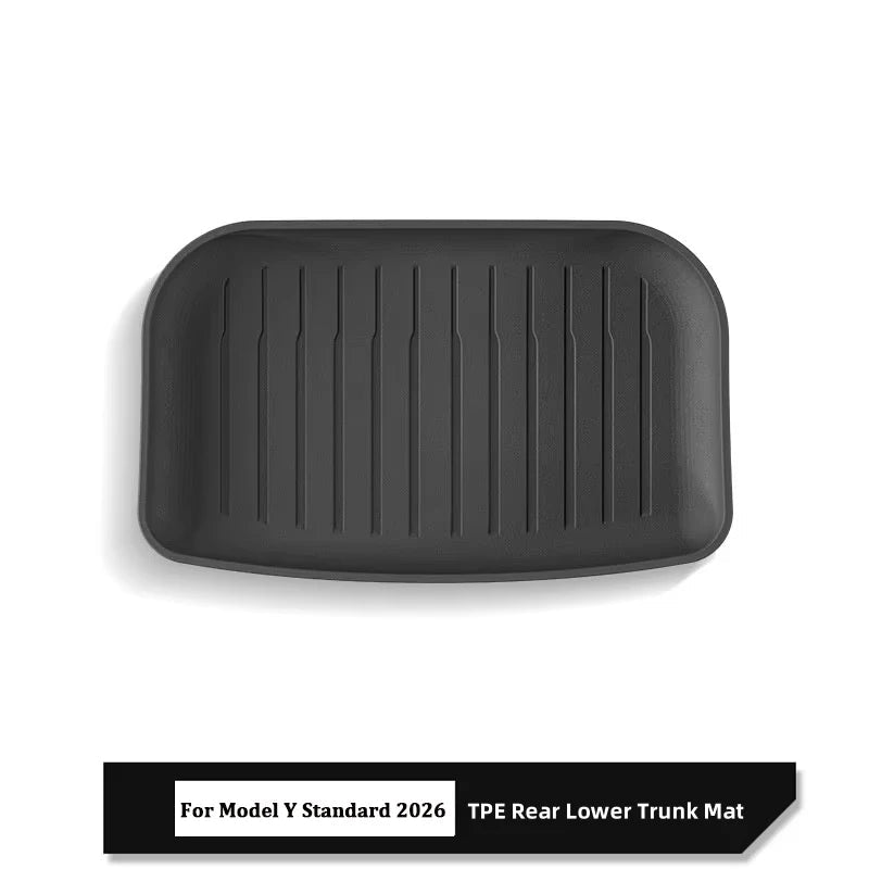Tesla_Model_Y_Juniper_Standard_2026_RWD_TPEF_Frunk_Trunk_Mats_Protectors_Europe_Acheter_Chez_Teslary.euIrlande - Pologne - Allemagne - Norvège - Portugal - Angleterre - Espagne - Italie - Suède - Finlande - Danemark