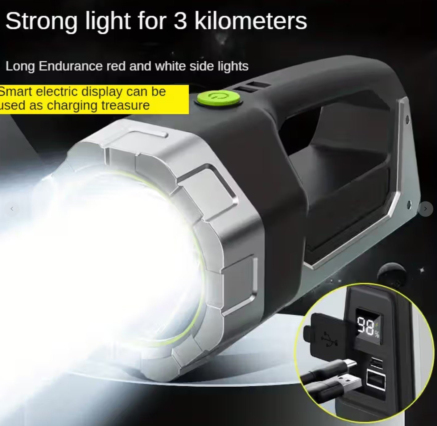 Tesla Flashlight Solar Handheld Spotlight Flashlight - 7 Modes, COB Light - Car ...