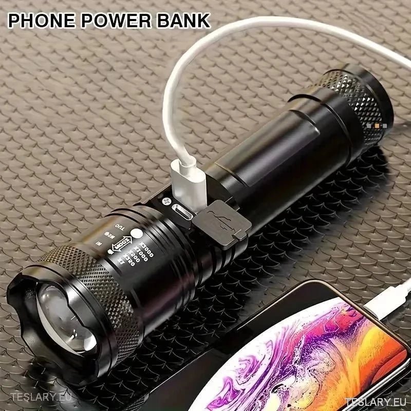 Tesla Flashlight LED Zoom Flashlight and Mobile Powerbank - TESLARY TESLARY.IE Ireland ...