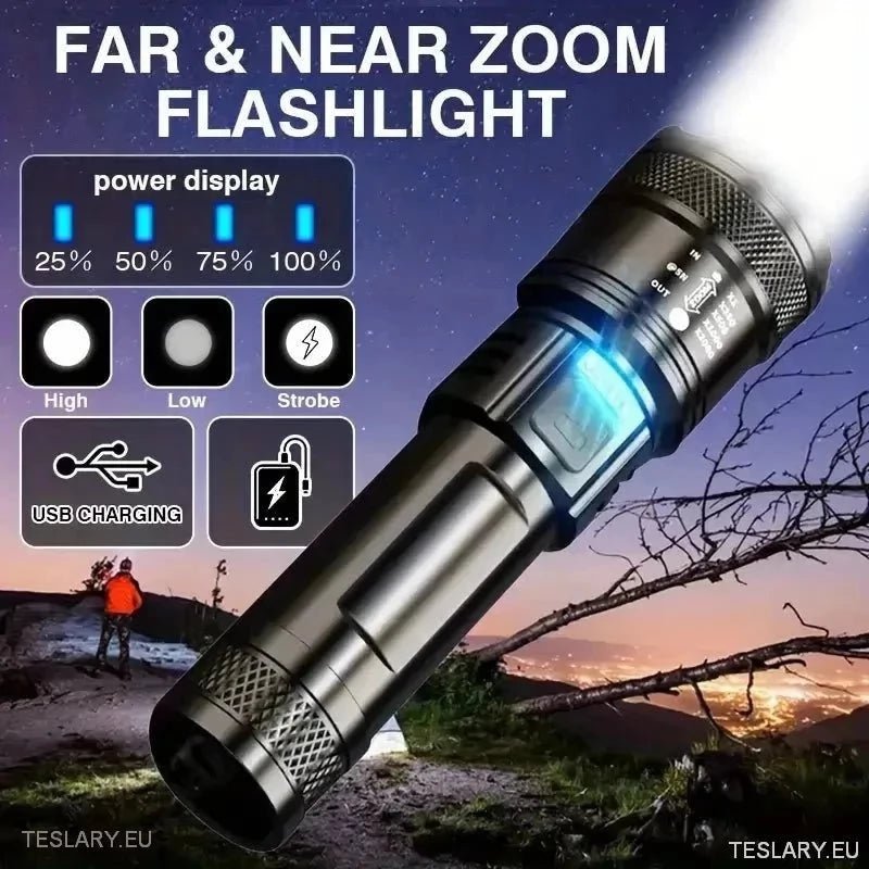 Tesla Flashlight Lanternă cu zoom LED și batteri externă mobilă - TESLARY TESLARY.IE ...