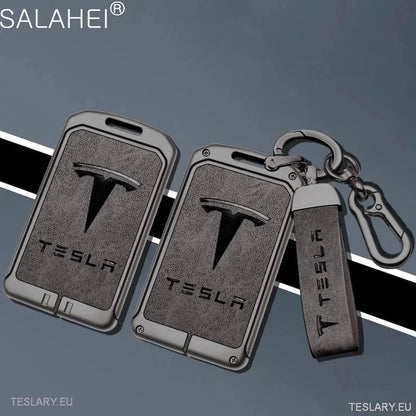 Metal Leather Key Case Cover for Tesla 3/Y RFID Key with Logo - TESLARY Tesla Shop Accessories Europe Nederlands Dublin Cork Ireland Deutschland Espana Alicante France Italia
