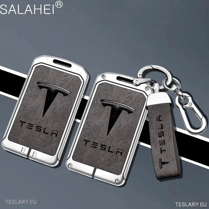Metal Leather Key Case Cover for Tesla 3/Y RFID Key with Logo - TESLARY Tesla Shop Accessories Europe Nederlands Dublin Cork Ireland Deutschland Espana Alicante France Italia