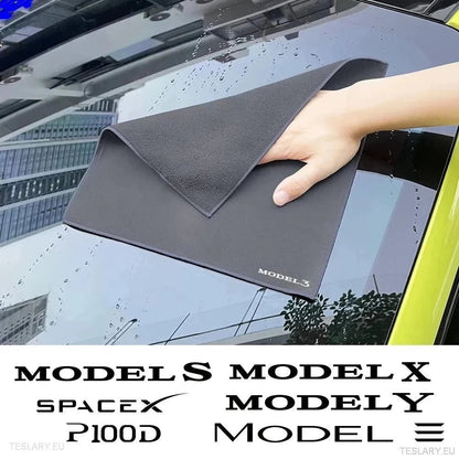 Microfibre Towel with Tesla Model Logo - TESLARY Tesla Shop Accessories Europe Nederlands Dublin Cork Ireland Deutschland Espana Alicante France Italia