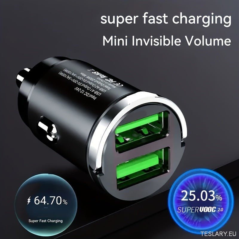 New Car - mounted Loop Mini Mobile Phone Car Charger PD + USB Fast Charging Hidden Flash Charge for Car Appliances - TESLARY Tesla Shop Accessories Europe Nederlands Ireland Deutschland Espana Alicante France Italia