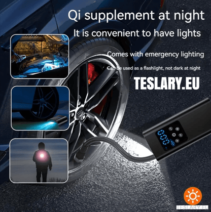 Portable Battery Powered Tyre Compressor for Tesla Model 3 Y S X - 4500Mah - TESLARY Tesla Shop Accessories Europe Nederlands Dublin Cork Ireland Deutschland Espana Alicante France Italia