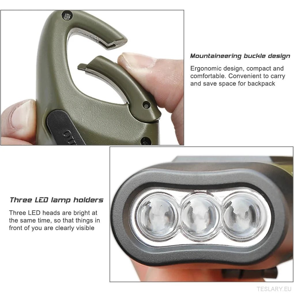 Tesla Flashlight Portable Solar Powered Emergency Flashlight Light Hand Cranked Light ...