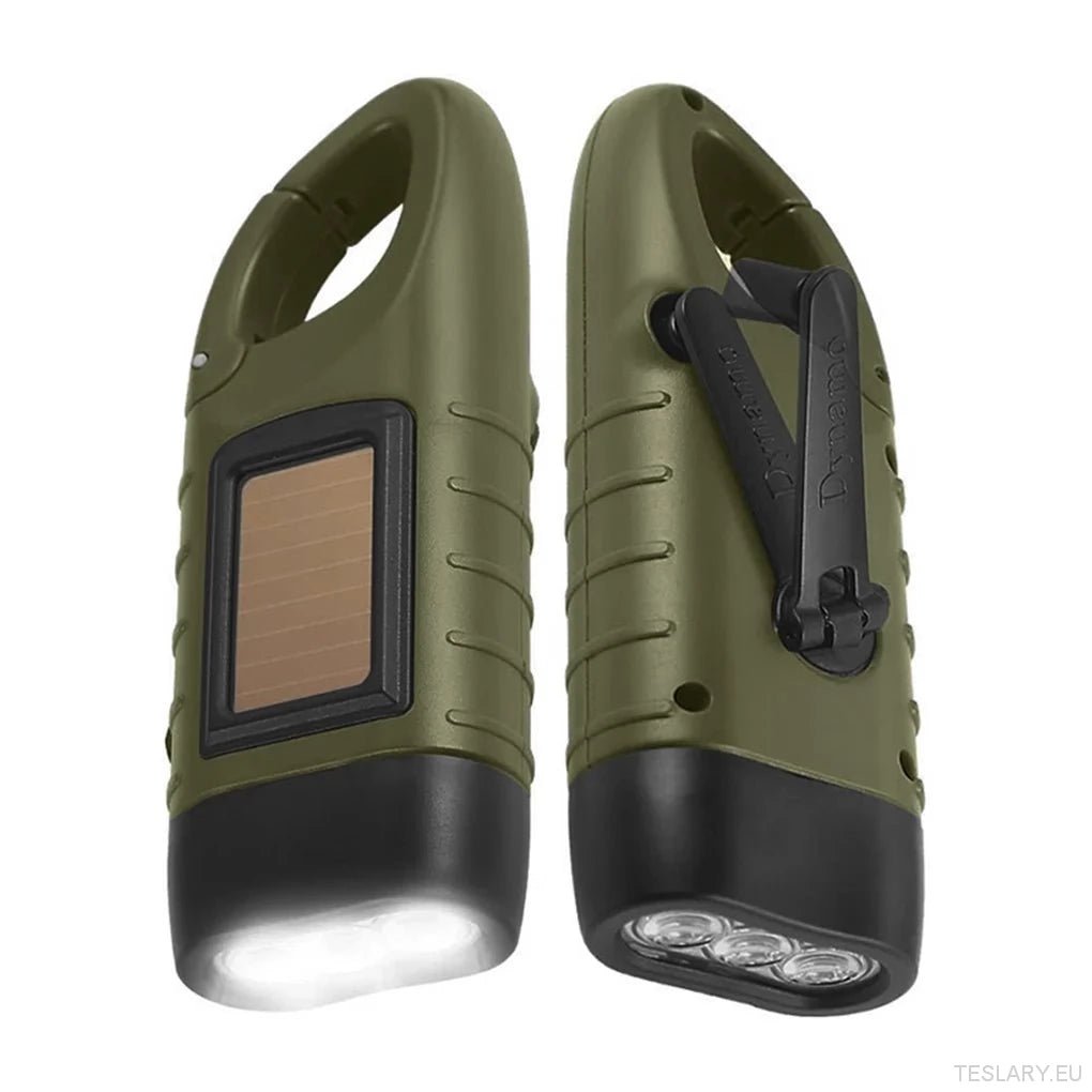 Tesla Flashlight Portable Solar Powered Emergency Flashlight Light Hand Cranked Light ...