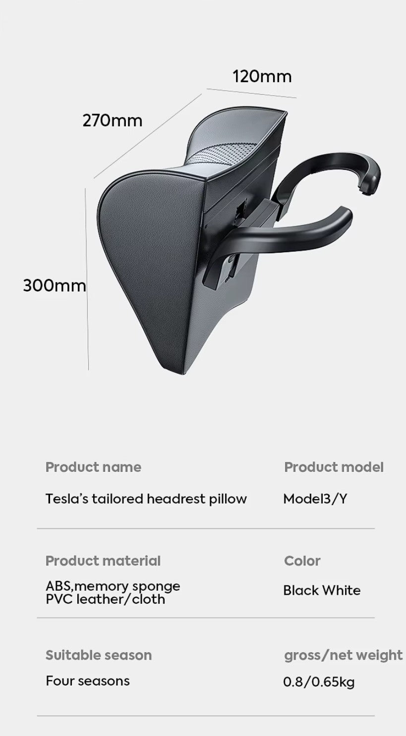 Premium-Kopfstützenkissen mit Nackenstütze für Tesla Model 3 , Y , Highland & Juniper - TESLARY Tesla Shop Zubehör Europa Niederlande Dublin Cork Irland Deutschland Spanien Alicante Frankreich Italien
