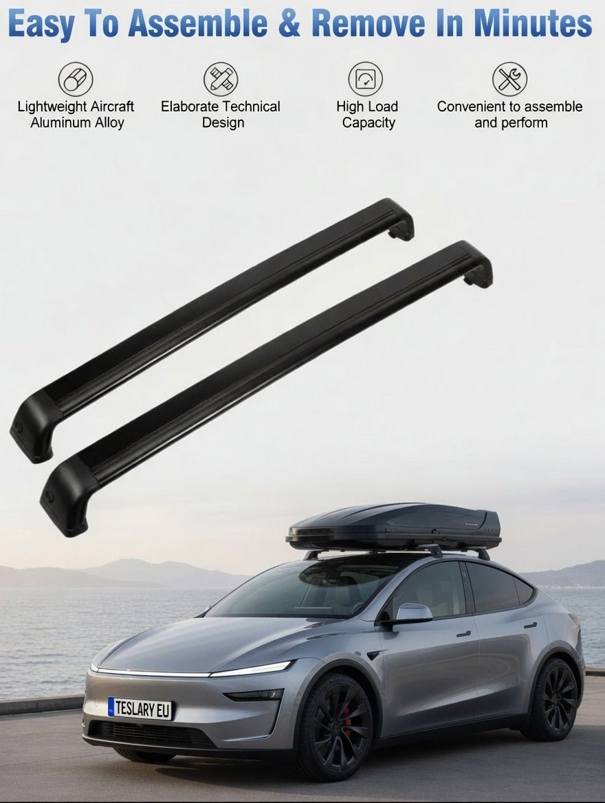 Barres de toit transversales haut de gamme pour Tesla Model 3, Y, Genévrier et Highland - TESLARY Tesla Shop Accessoires Europe Pays-Bas Dublin Cork Irlande Allemagne Espagne Alicante France Italie