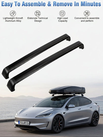 Barres de toit transversales haut de gamme pour Tesla Model 3, Y, Genévrier et Highland - TESLARY Tesla Shop Accessoires Europe Pays-Bas Dublin Cork Irlande Allemagne Espagne Alicante France Italie