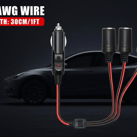 1 to 3 Car Plug Splitter Adapter Power Charger Port Plug Socket 3Way Splitter 16AWG with And LED Light 15A Fuse