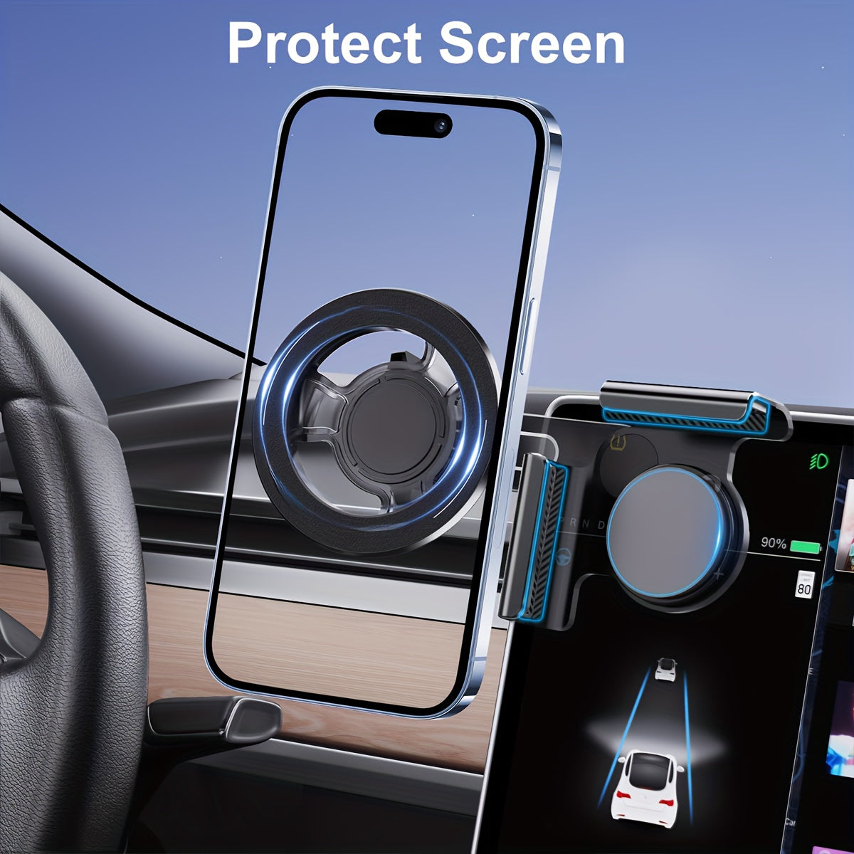 esla Model 3  YMagnetic Car Phone Holder with MultiAngle Adjustment Strong Magnetic Grip  OneTouch Operation  HeavyDuty Dashboard Mount  More